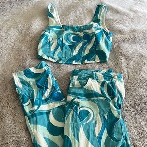 Abstract print pant set